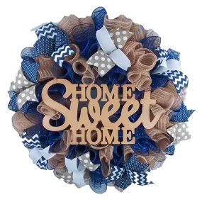 Home Sweet Home Wreath, Door Decoration, Housewarming Gift, Festive Decorative Mesh Design