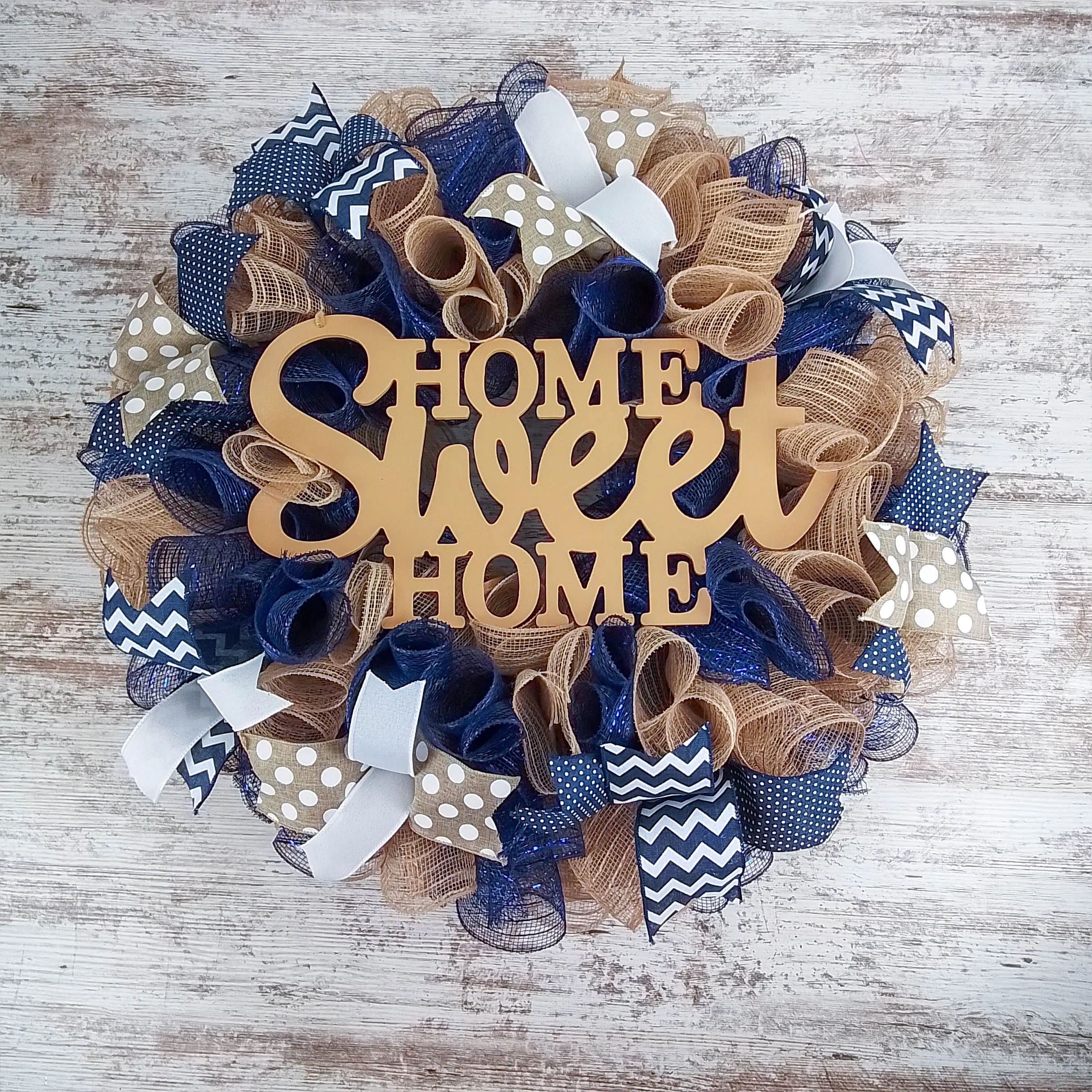 Home Sweet Home Wreath, Door Decoration, Housewarming Gift, Festive Decorative Mesh Design