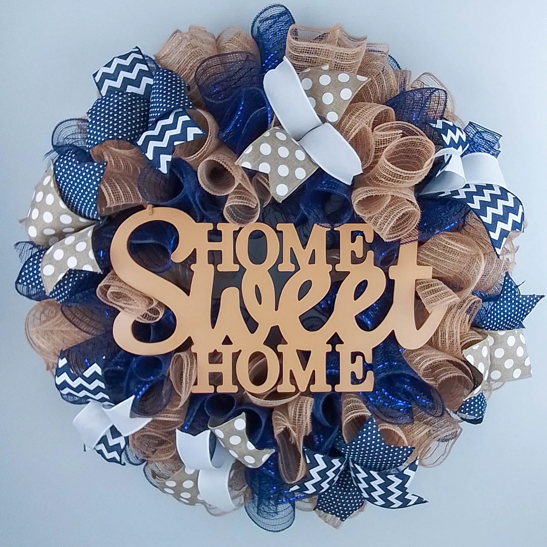 Home Sweet Home Wreath, Door Decoration, Housewarming Gift, Festive Decorative Mesh Design