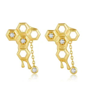 Honeycomb With Hanging Honey Earrings Life With MaK’s Honeycomb Bee Kind Jewelry Collection