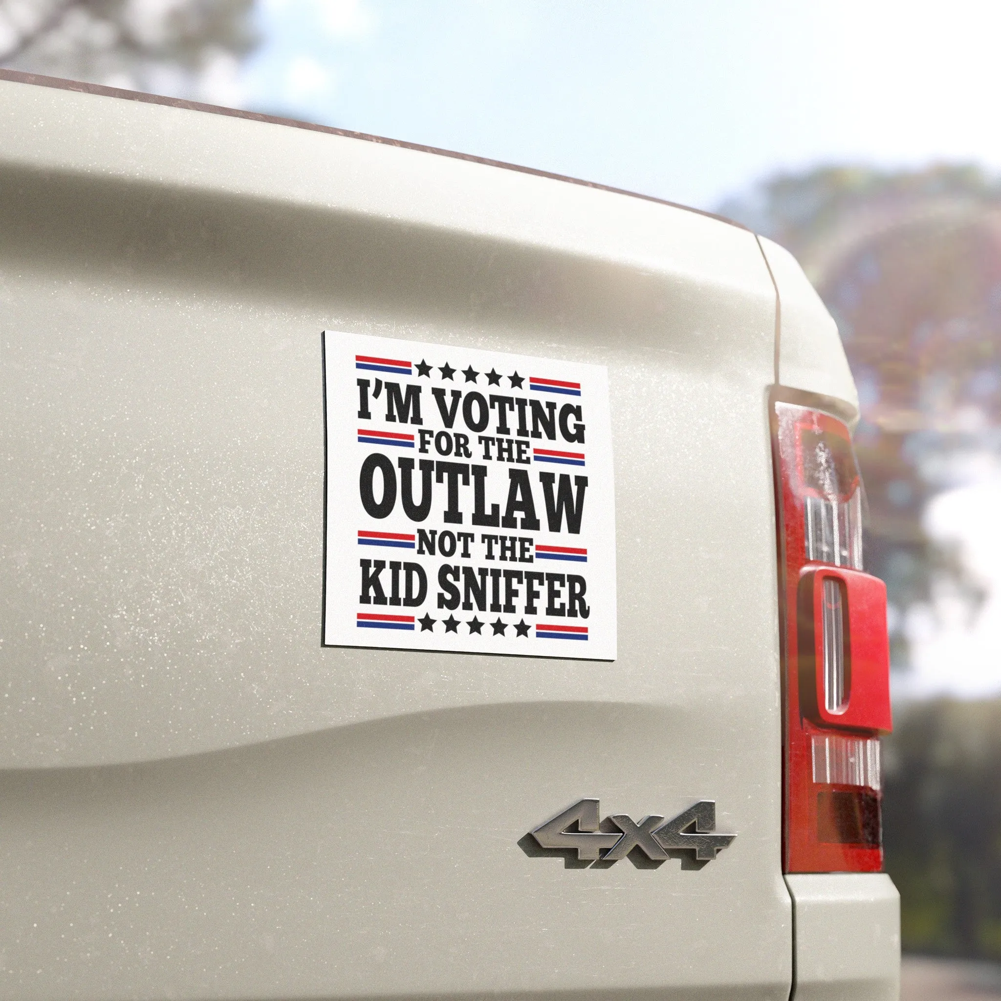 I'm Voting for the Outlaw Not the Kid Sniffer Car Magnet