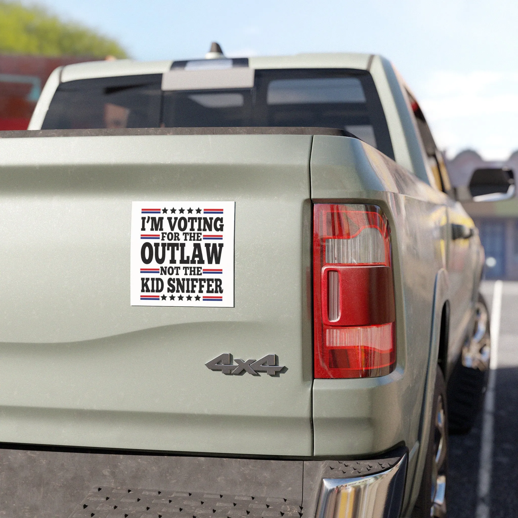 I'm Voting for the Outlaw Not the Kid Sniffer Car Magnet