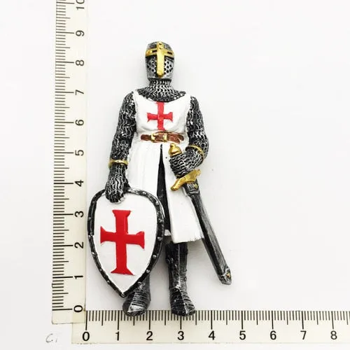 Knights Templar Commandery Refrigerator Magnet - White & Red With Sword And Shield