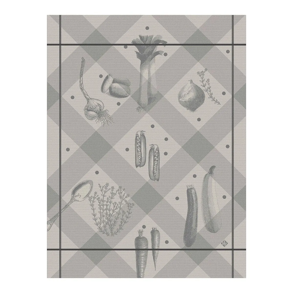 Legumes Au Jardin Grey Tea Towels by Le Jacquard Français