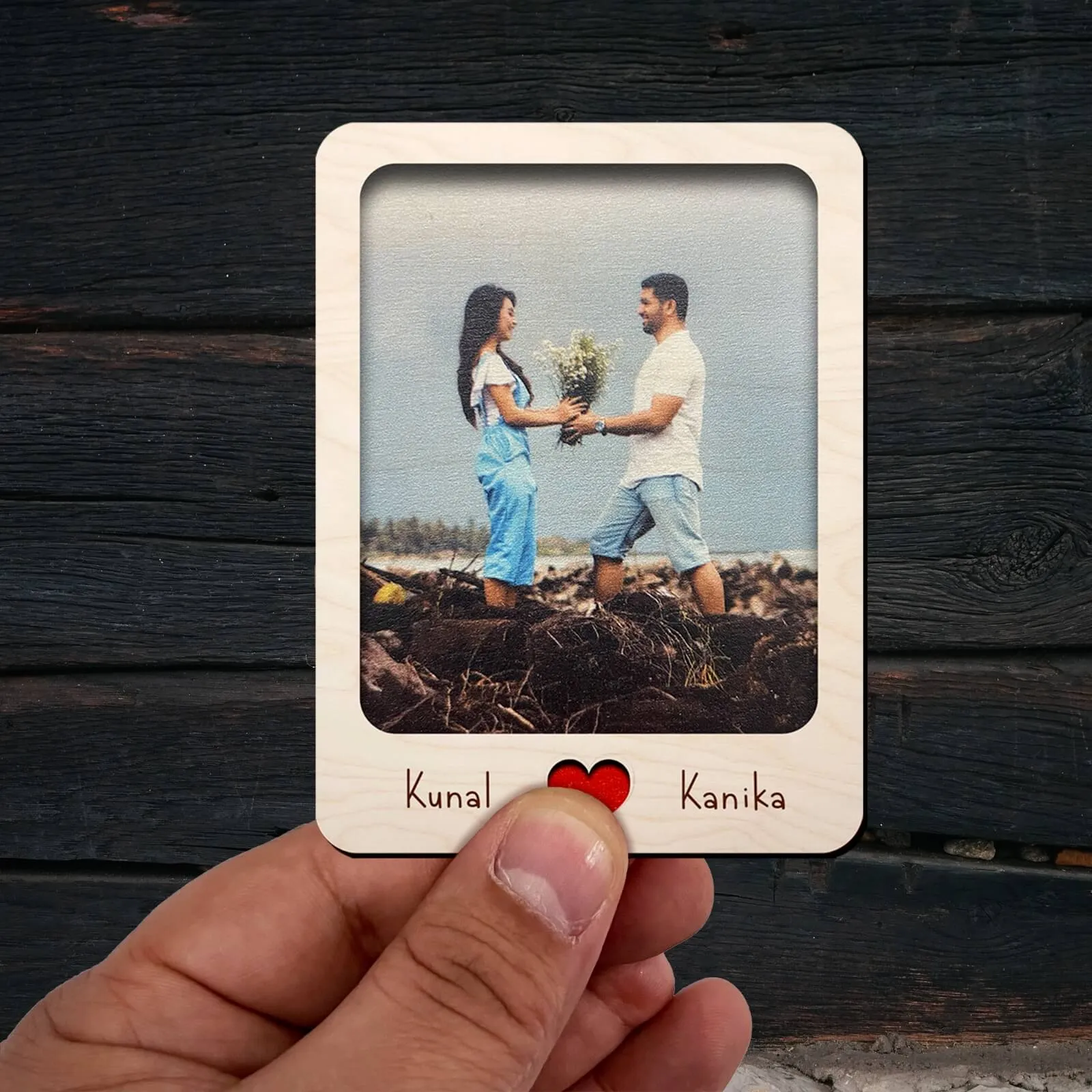 Personalized Couple Wooden Fridge Magnet