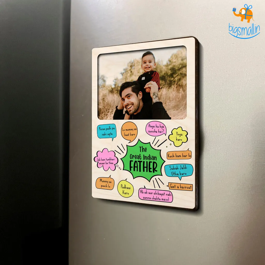 Personalized Great Indian Father Wooden Fridge Magnet