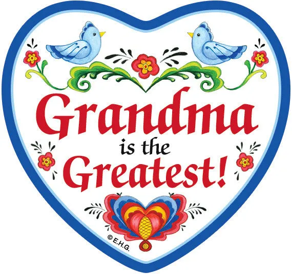 "Grandma Is The Greatest" Magnetic Heart Tile