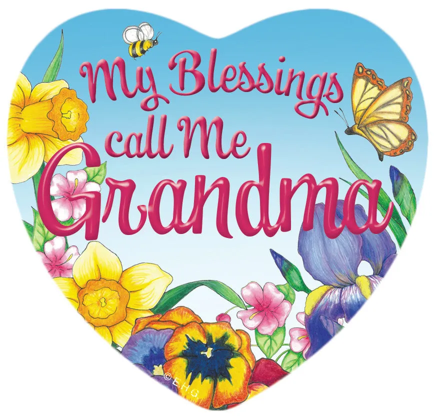 "My Blessings Call me Grandma" Magnetic Heart Tile