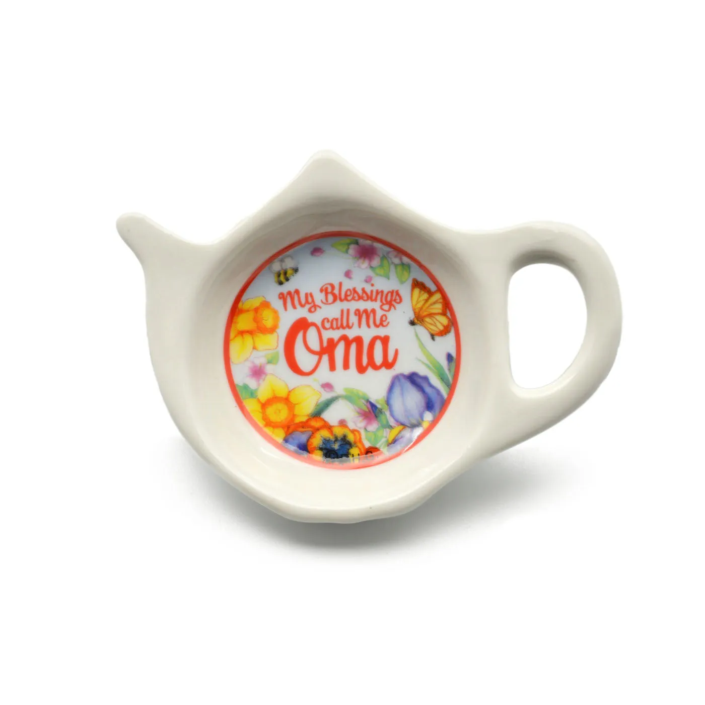 "My Blessings Call Me Oma" Teapot Magnet w/ Flower Design