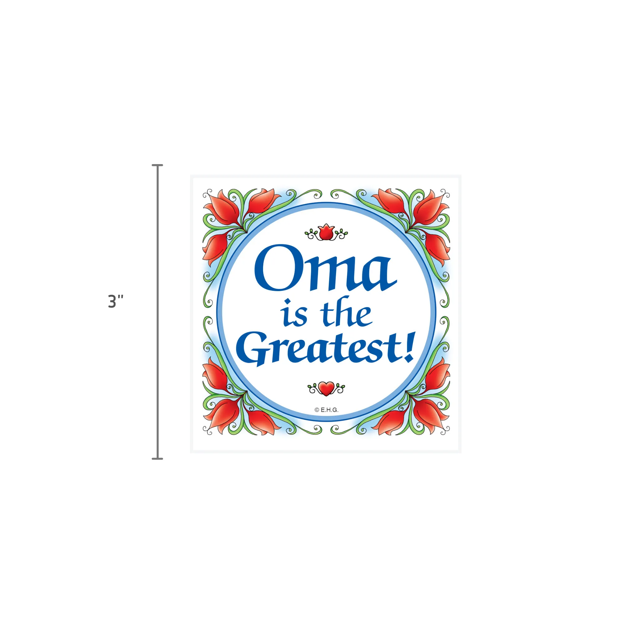 "Oma is the Greatest" Collectible Magnet Tile with Birds Design