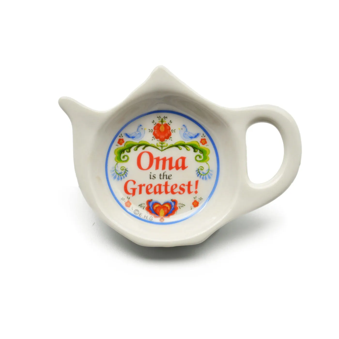 "Oma is the Greatest" Teapot Magnet w/ Birds Design