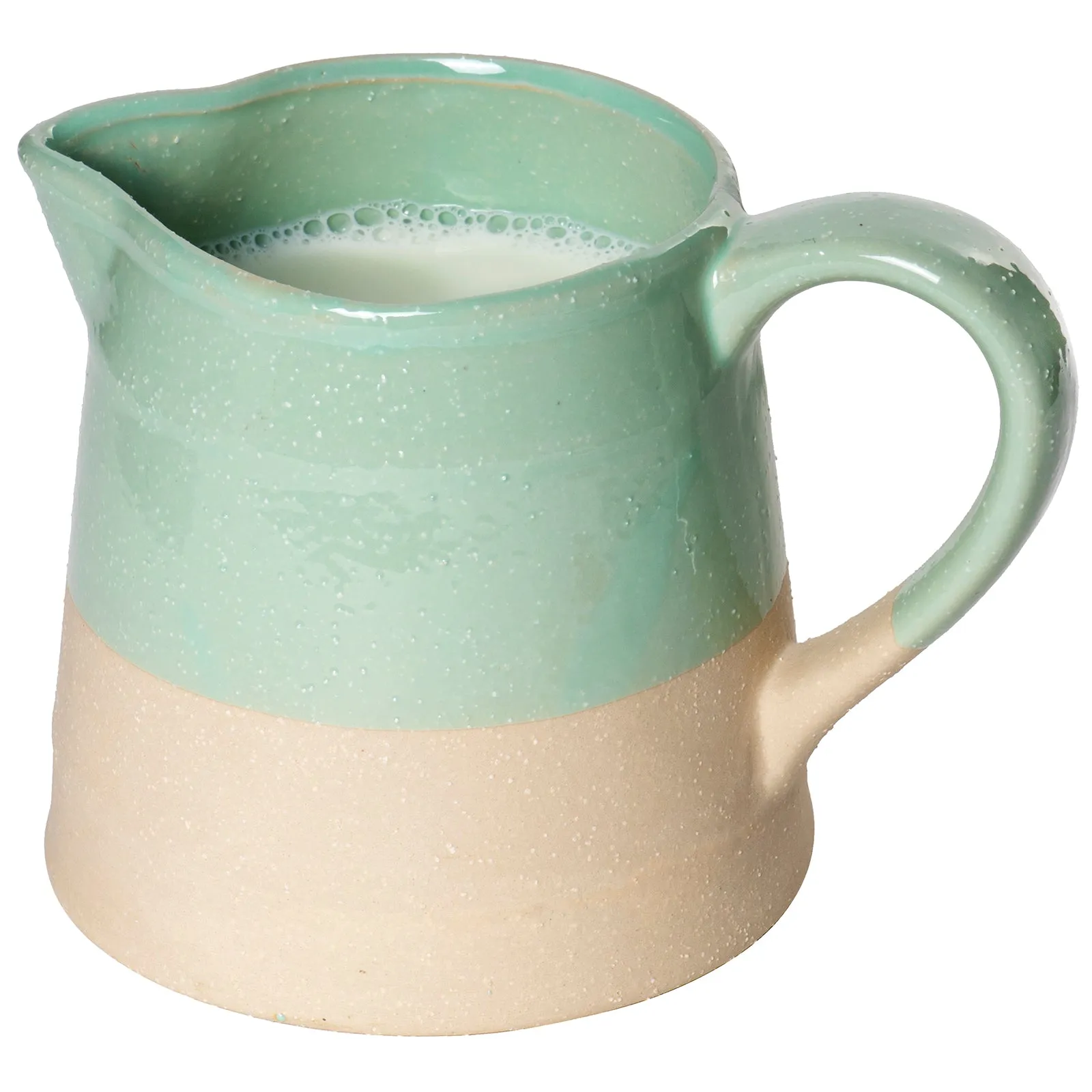 Red Co. Rustic Stoneware Creamer with Handle in a Mint Matte Glaze - 25 oz. Capacity