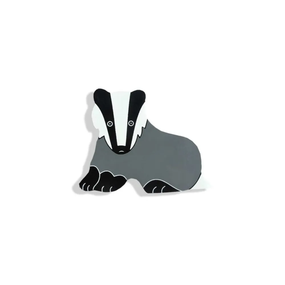 Wooden Badger Animal Magnet